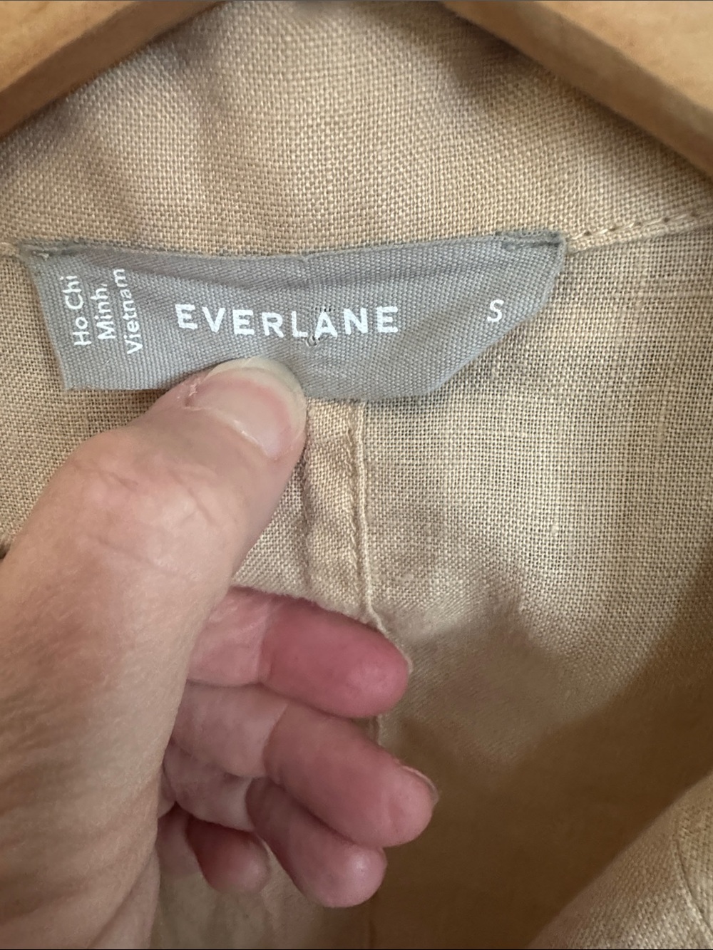Everlane Linen Casual Short-Sleeve Camp Button-Up Pockets Beige small - Picture 4 of 6